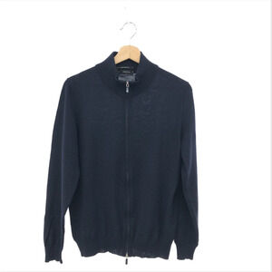 SVEVO Parma Men’s Navy Wool Merino 110's Driver's Knit Jacket - Size 48